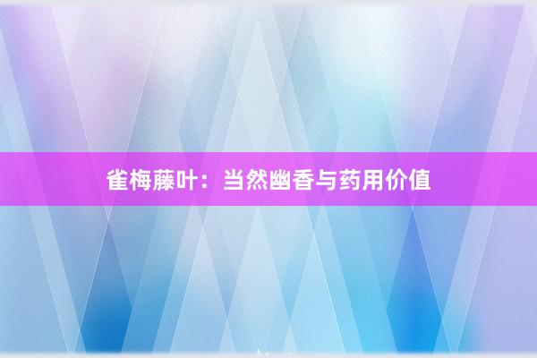 雀梅藤叶:当然幽香与药用价值