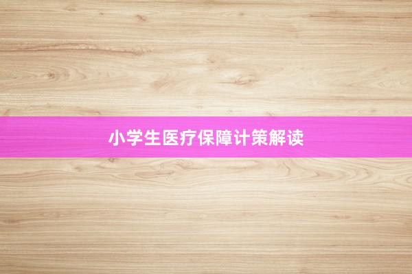 小学生医疗保障计策解读
